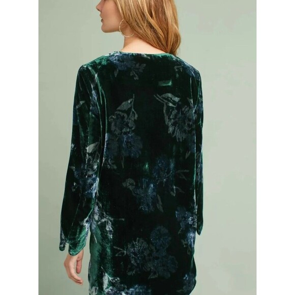 EVA Franco Womens XL New Green Floral Velvet Car Jacket Kimono Open MSRP $189 - Picture 5 of 11
